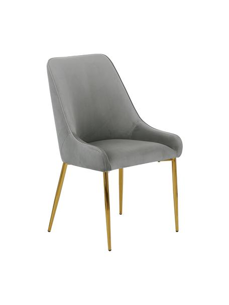 Fluwelen stoel Ava in grijs, Bekleding: fluweel (100% polyester), Poten: gegalvaniseerd metaal, Fluweel grijs, B 55 x D 60 cm