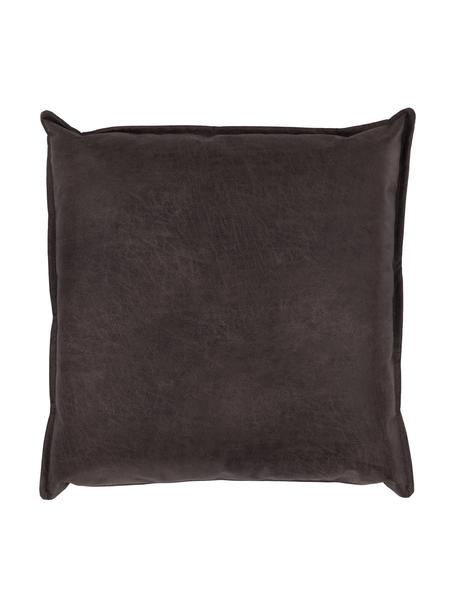 Cuscino arredo in pelle riciclata color grigio-marrone Lennon, Rivestimento: Pelle riciclata (70% pell, Grigio marrone, Larg. 60 x Lung. 60 cm