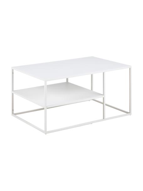 Table basse industrielle en métal blanc avec espace de rangement Neptun, Métal, revêtement par poudre, Blanc, larg. 90 x haut. 45 cm