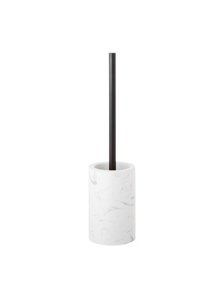 Toiletborstel Daro met houder van keramiek, Houder: keramiek, Wit, gemarmerd, zwart, Ø 10 x H 43 cm