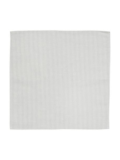 Stoff-Servietten Streifen aus Halbleinen, 6 Stück, Weiß, Grau, B 45 x L 45 cm