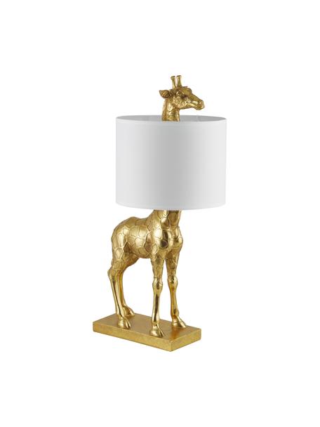 Velká designová stolní lampa s lněným stínidlem Epigaea, Zlatá, bílá, Š 35 cm, V 70 cm