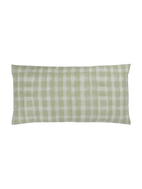 Funda de almohada de percal de algodón Milène, diseño Candice Gray, Verde menta a cuadros, 45 x 85 cm