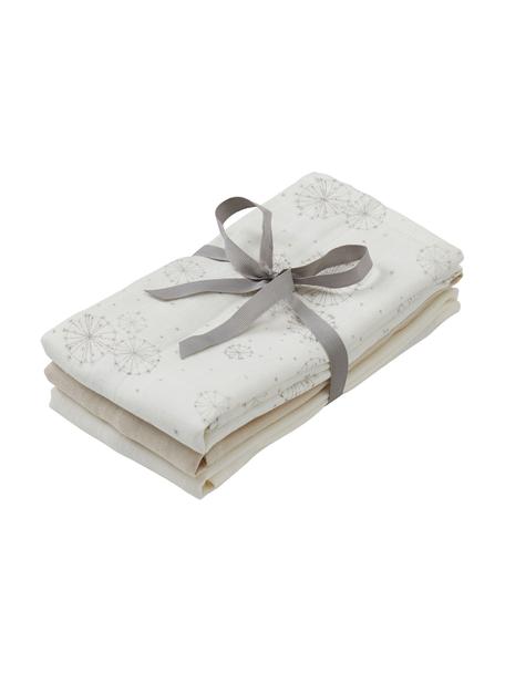 Set de pañales de tela Dandelion, 3 uds., 100% algodón ecológico con certificado GOTS, Crema y beige estampado, An 70 x L 70 cm