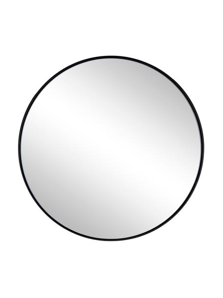 Specchio rotondo da parete con cornice in metallo nero Nucleos, Cornice: metallo rivestito, Superficie dello specchio: lastra di vetro, Nero, Ø 70 cm x Prof. 2 cm