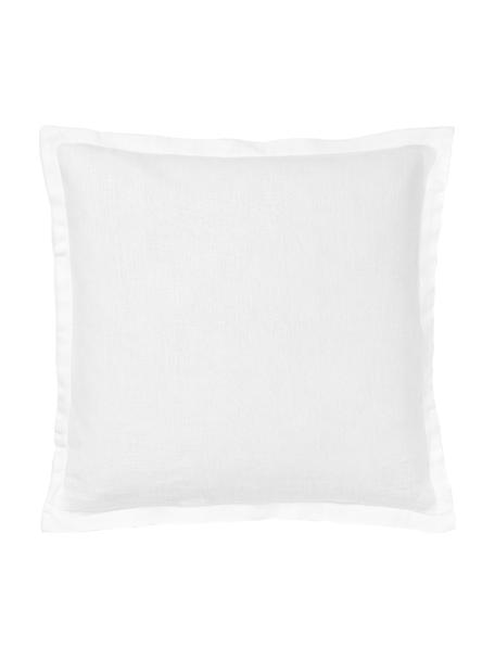 Fadera arredo in lino bianco con cucitura rialzata Jaylin, 100% lino, Bianco, Larg. 45 x Lung. 45 cm