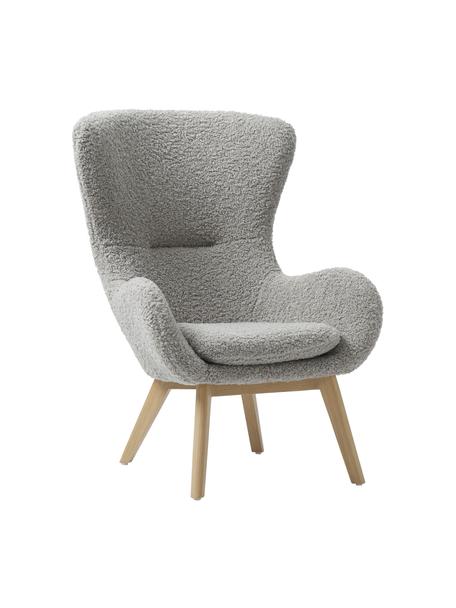 Plyšové kreslo s drevenými nohami Wing, Sivá, Š 77 x H 89 cm