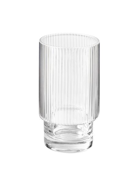 Handgemaakte waterglazen Minna met gegroefd reliëf, 4 stuks, Mondgeblazen glas, Transparant, Ø 8 x H 14 cm