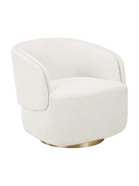 Sillón giratorio en tejido bouclé Irene, Tapizado: tejido bouclé (100% polié, Estructura: metal, Patas: metal recubierto, Bouclé blanco crema, dorado, An 74 x F 70 cm