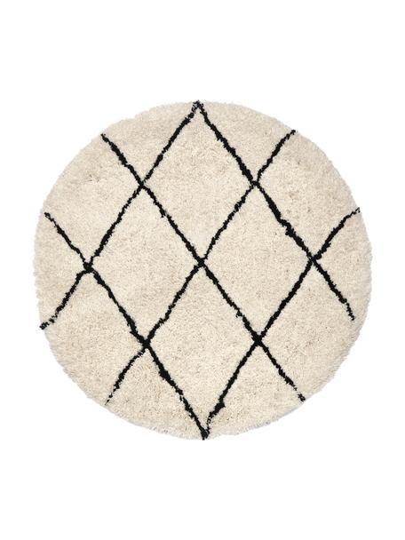 Runder flauschiger Hochflor-Teppich Naima, handgetuftet, Flor: 100% Polyester, Beige, Ø 200 cm (Größe L)