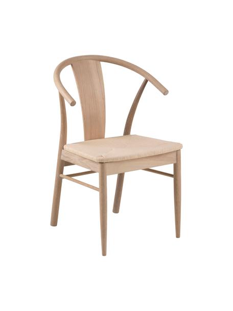 Sedia con braccioli in legno con intreccio di giunco Janik, Struttura: legno di quercia pigmenta, Seduta: vimini di giunco, Beige, Larg. 54 x Prof. 54 cm