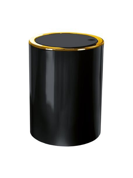Papelera con tapadera abatible Golden Clap, Plástico, Negro, 5 L