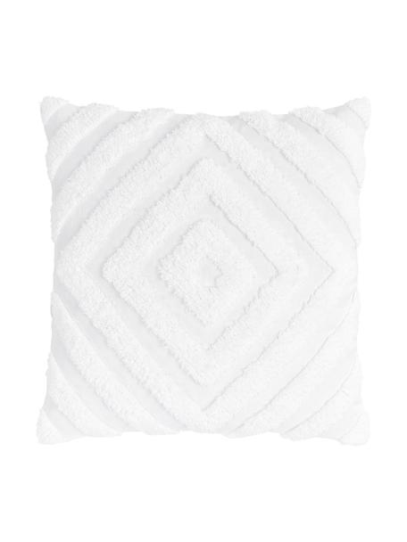 Kissenhülle Kara mit getuftetem Muster, 100% Baumwolle, Weiß, 50 x 50 cm