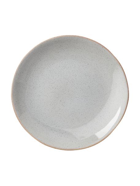 Snídaňové talíře s reaktivní glazurou Hali, 4 ks, Glazovaná kamenina, Modrošedá s hnědým okrajem, Ø 20 cm, V 3 cm