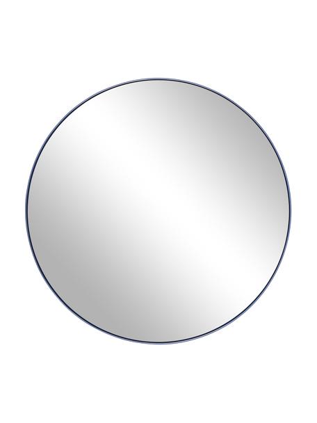 Specchio da parete tondo con struttura in metallo blu Ivy, Cornice: metallo verniciato a polv, Superficie dello specchio: lastra di vetro, Retro: pannello di fibra a media, Blu, Ø 55 x Prof. 3 cm