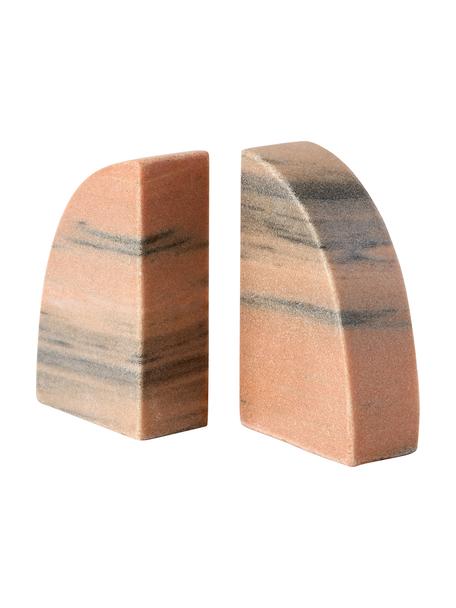 Knižní zarážky z mramoru Natasha, 2 ks, Mramor, Terakotová, mramorovaná, Š 10 cm, V 16 cm