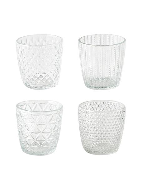 Set 4 portalumini in vetro Marilu, Vetro, Trasparente, Ø 8 x Alt. 8 cm