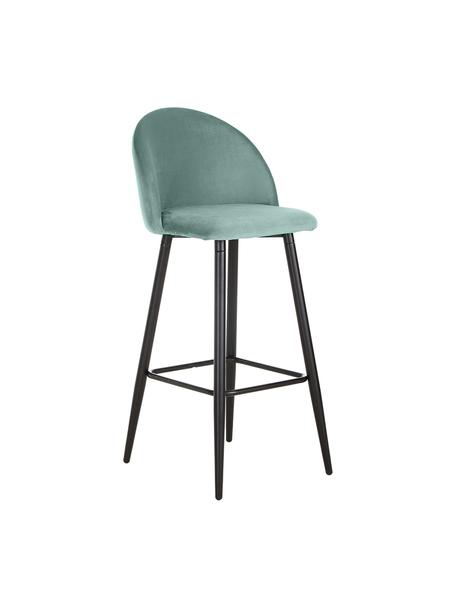 Krzesło barowe z aksamitu Amy, Tapicerka: aksamit (poliester) 20 00, Nogi: metal malowany proszkowo, Aksamitny turkusowy, S 45 x W 103 cm