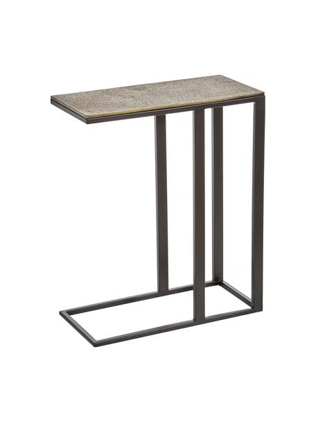 Tavolino industrial in metallo Edge, Piano d'appoggio: alluminio rivestito, Struttura: metallo verniciato a polv, Ottone, cremoso antico, nero, opaco, Larg. 43 x Alt. 52 cm