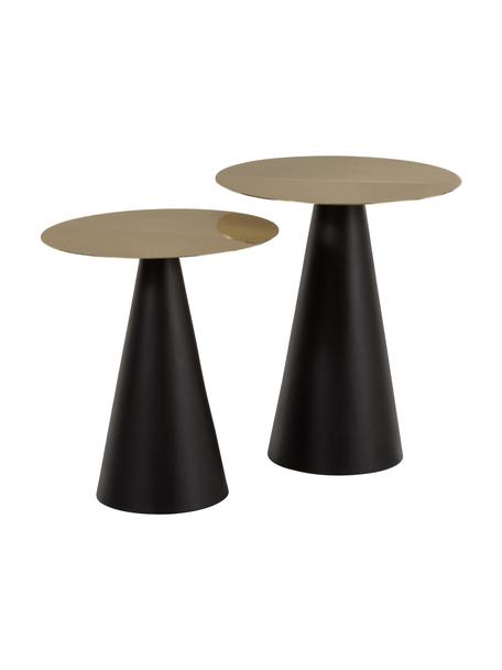 Set 2 tavolini in metallo Zelda, Struttura: metallo verniciato a polv, Dorato, nero, Set in varie misure