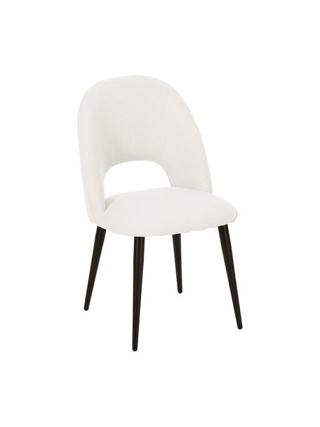 Gestoffeerde stoel Rachel in beige uit geweven stof, Bekleding: 100% polyester, Poten: gepoedercoat metaal, Geweven stof beige, B 53  x D 57 cm