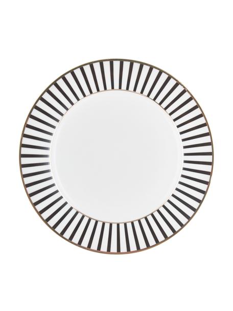 Assiette plate design en porcelaine Pluto Loft, 4 pièces, Porcelaine, Noir, blanc, couleur dorée, Ø 26 x haut. 2 cm