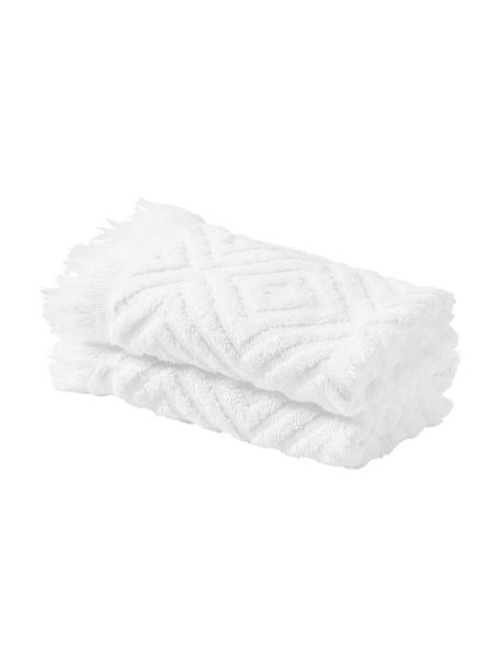 Handtuch Jacqui in verschiedenen Größen, mit Hoch-Tief-Muster, Weiß, Handtuch, B 50 x L 100 cm, 2 Stück