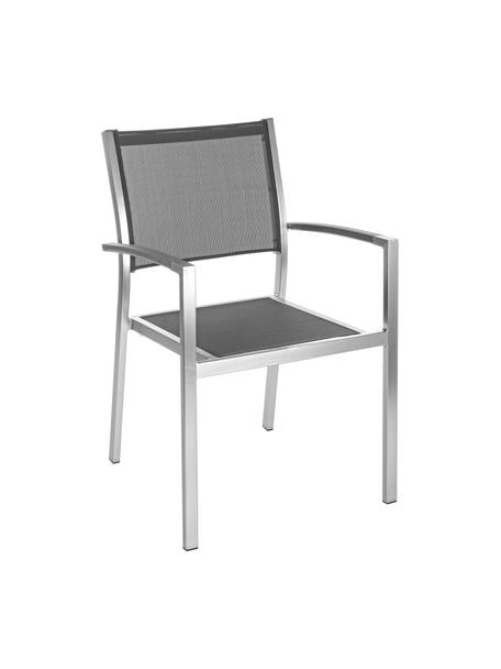 Chaise de jardin à accoudoirs, empilable Irwin, Acier, gris, larg. 54 x prof. 57 cm