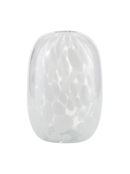Vaso di design in vetro effetto maculato Dots, Vetro, Bianco, trasparente, Ø 11 x Alt. 17 cm