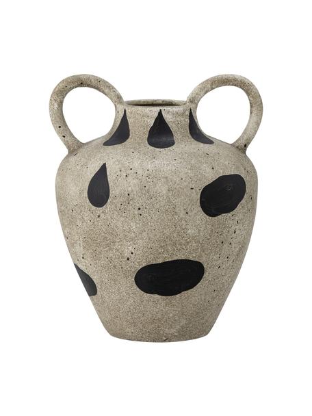 Designová kameninová váza s úchyty Taye, Kamenina, Béžová, Ø 18 cm, V 22 cm
