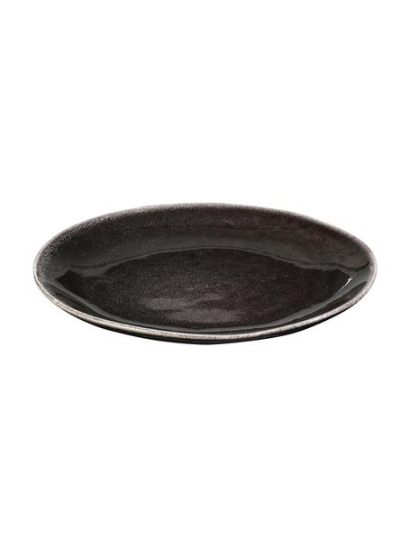Assiettes à dessert artisanales Nordic Coal, 4 pièces, Grès cérame, Brun-gris, Ø 20 x haut. 2 cm