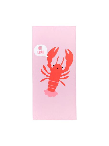 Serviette de plage légère à motif homard Sebastian, 55 % polyester, 45 % coton très léger grammage, 340 g/m², Rose, rouge, larg. 70 x long. 150 cm