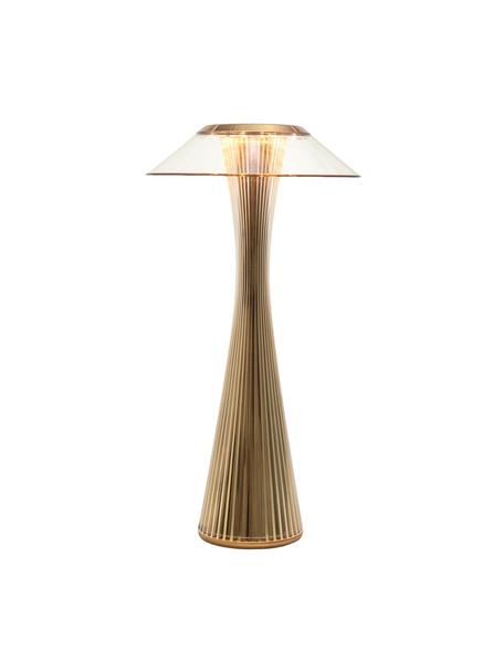 Lámpara de mesa pequeña LED Space, portátil, Plástico, Dorado, Ø 15 x Al 30 cm