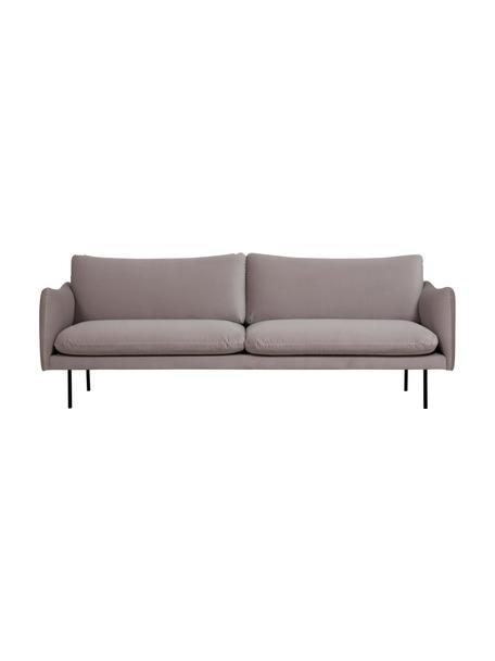 Sofa z aksamitu z metalowymi nogami Moby (3-osobowa), Tapicerka: aksamit (wysokiej jakości, Nogi: metal malowany proszkowo, Aksamitny taupe, S 220 x G 95 cm