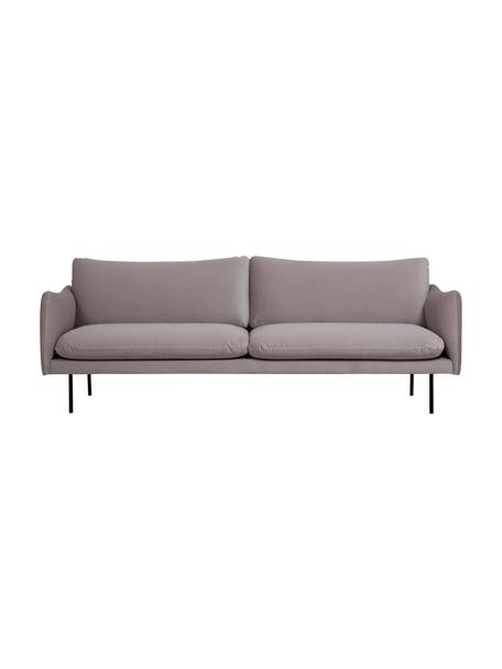 Divano 3 posti in velluto con piedini in metallo Moby, Rivestimento: velluto (rivestimento in , Struttura: legno di pino massiccio, , Piedini: metallo, verniciato a pol, Velluto taupe, Larg. 220 x Prof. 95 cm