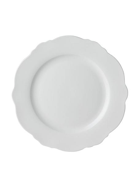 Set van 4 ontbijtborden Muschel Loft met gebogen rand, Porselein, Wit, Ø 21 x H 2 cm