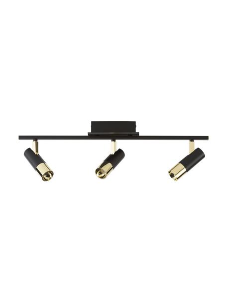 Plafonnier spot LED Bobby, Noir, couleur dorée, larg. 66 x haut. 13 cm