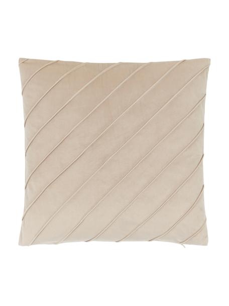 Zamatový poťah na vankúš so štruktúrovaným vzorom Leyla, Zamat (100 % polyester), Béžová, Š 40 x D 40 cm