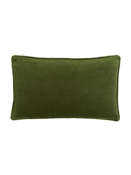 Einfarbige Samt-Kissenhülle Dana, 100% Baumwollsamt, Moosgrün, B 30 x L 50 cm