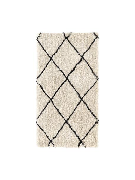 Flauschiger Hochflor-Teppich Naima, handgetuftet, Flor: 100 % Polyester, Beige, Schwarz, B 400 x L 500 cm