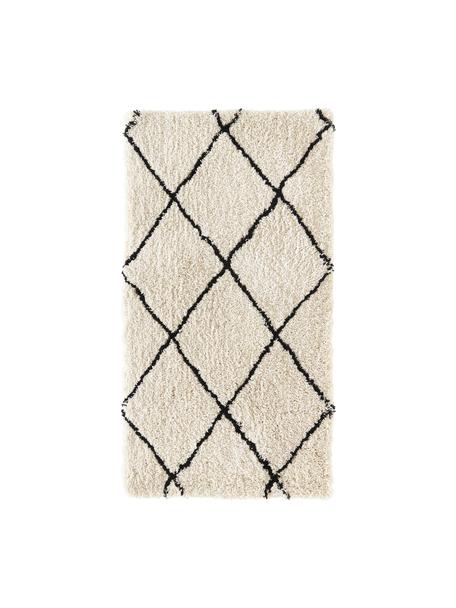 Flauschiger Hochflor-Teppich Naima, handgetuftet, Flor: 100% Polyester, Beige, Schwarz, B 400 x L 500 cm
