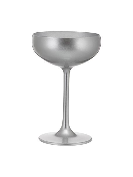 Kristall-Champagnerschalen Elements in Silber, 6 Stück, Kristallglas, beschichtet, Silberfarben, Ø 10 x H 15 cm