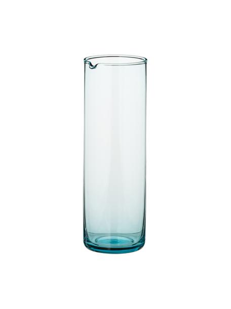 Mondgeblazen glazen karaf Bloom in turquoise, 1 L, Mondgeblazen glas, Turquoise, Ø 8 x H 24 cm, 1 L