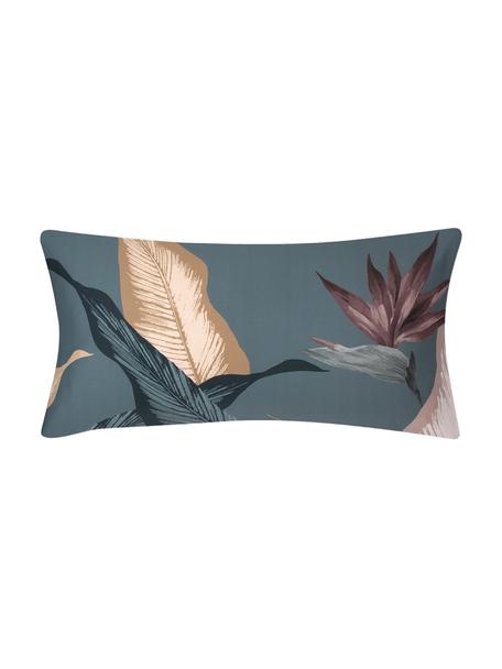 Poszewka na poduszkę z satyny bawełnianej Flora, 2 szt., Petrol, odcienie brązowego, S 40 x D 80 cm
