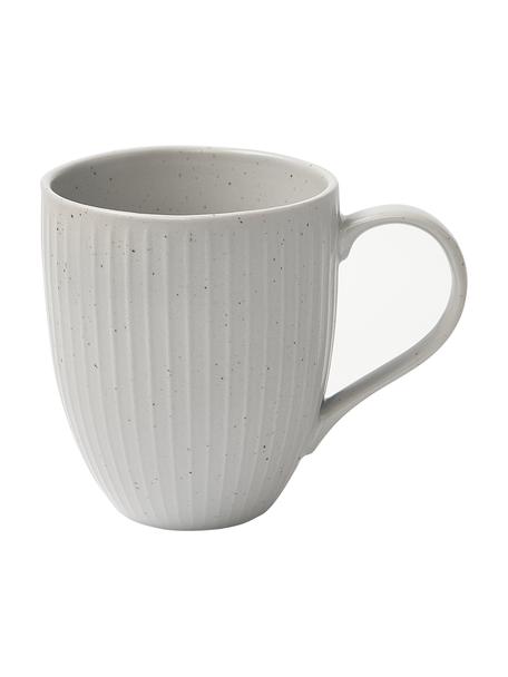 Tazas con relieves Rhea, 4 uds., Gres, Gris claro, Ø 9 x Al 11 cm
