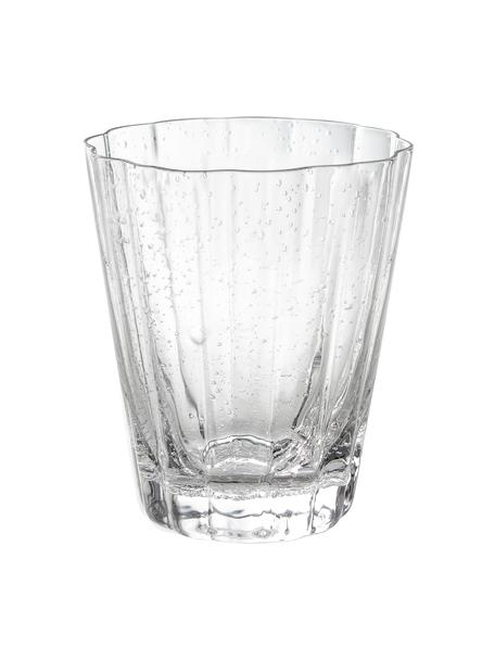 Bicchiere acqua in vetro soffiato con struttura scanalata Scallop Glasses 4 pz, Vetro soffiato, Trasparente, Ø 8 x Alt. 10 cm
