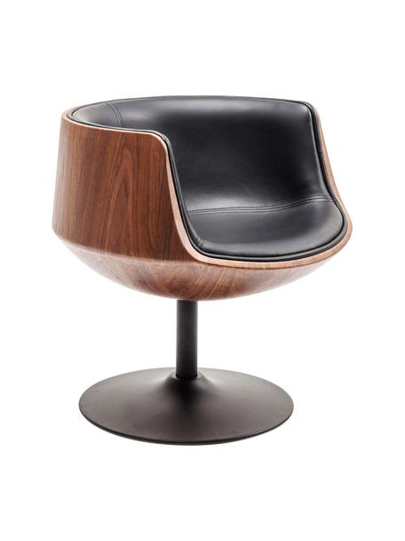 Krzesło obrotowe w stylu retro Club, Tapicerka: sztuczna skóra (100% tkan, Noga: stal powlekana, Czarna sztuczna skóra, S 62 x G 61 cm
