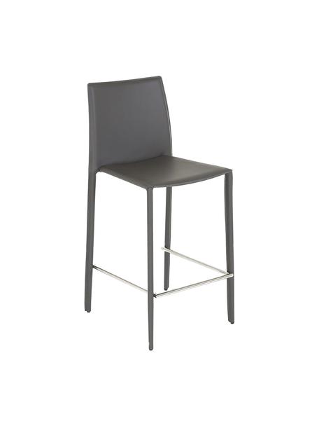 Krzesło kontuarowe ze skóry Boréalys, 2 szt., Stelaż: metal malowany proszkowo, Szary, S 44 x W 98 cm