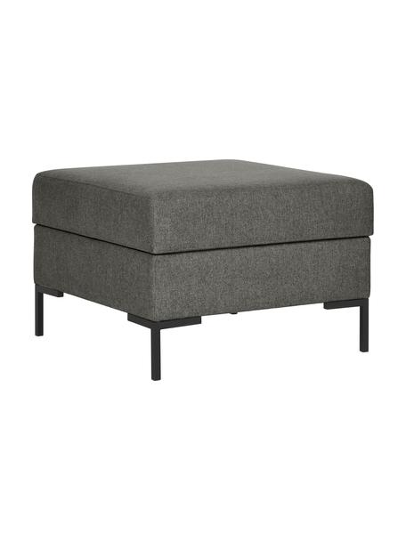 Poggiapiedi da divano con contenitore e piedini in metallo Luna, Rivestimento: 100% poliestere, certific, Rivestimento: poliuretano espanso, tess, Struttura: legno massiccio di faggio, Piedini: metallo zincato, Tessuto antracite, Larg. 77 x Alt. 49 cm