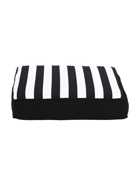 Hohes Sitzkissen Timon in Schwarz/Weiß, gestreift, Bezug: 100% Baumwolle, Schwarz, B 40 x L 40 cm